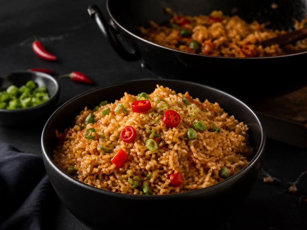 Jeera Rice — Basmati tossed with ghee-toasted cumin.