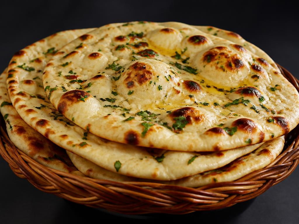 Butter Naan — Tandoor-baked naan brushed generously with butter.