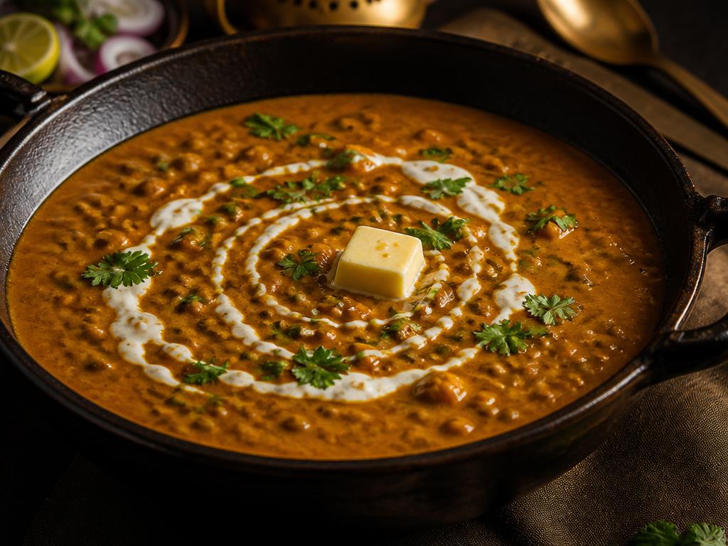 Dal Makhani — Black lentils cooked overnight with butter and a touch of cream.