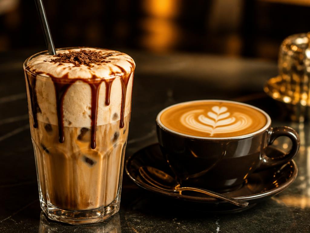 Cold Coffee with Ice Cream — Thick cold coffee topped with vanilla ice cream.